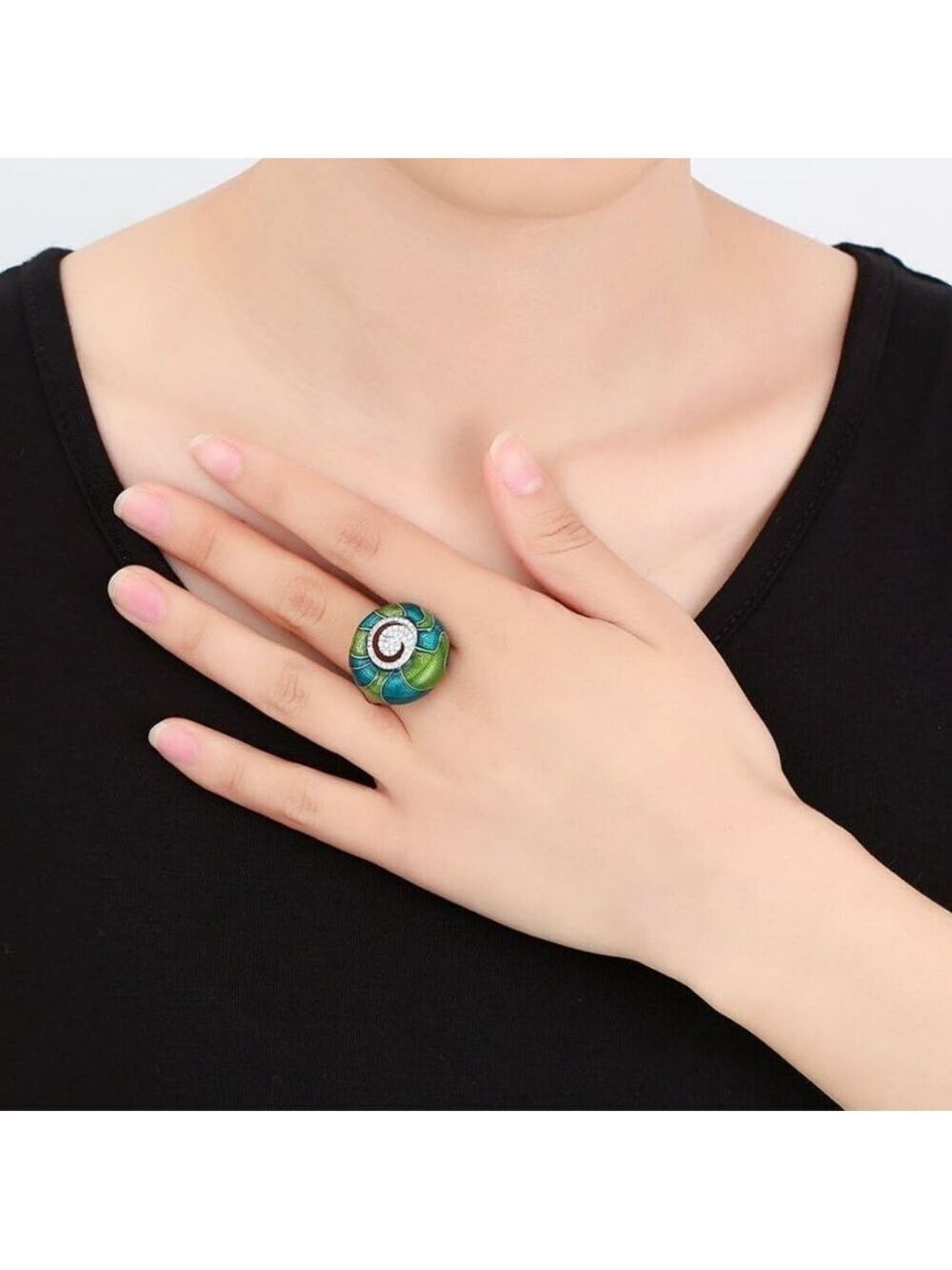 Enamel Statement Ring - Picture 3 of 4